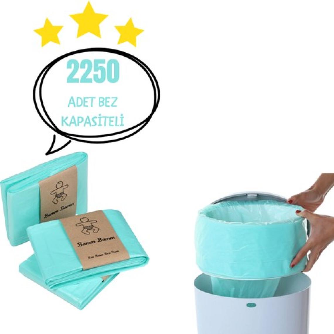 Korbell 16L Çöp Kovaları İle Uyumlu 2250 Adet Bebek Bezi Kapasiteli Çöp Poşeti
