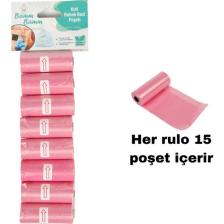 Bamm Bamm Kirli Bebek Bezi Poşeti Çanta Boy Pembe 8 Rulo (120 Adet)