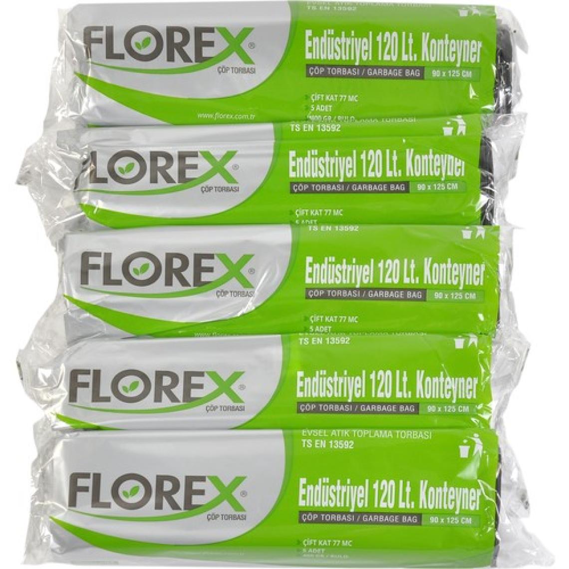 Florex Endüstriyel 120Lt Konteyner Siyah Çöp Torbası 90X125 cm 5 Rulo