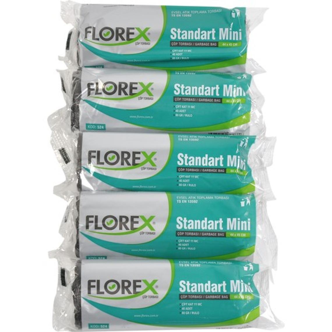 Florex Standart Mini Siyah Çöp Torbası 44x45 cm 5 Rulo