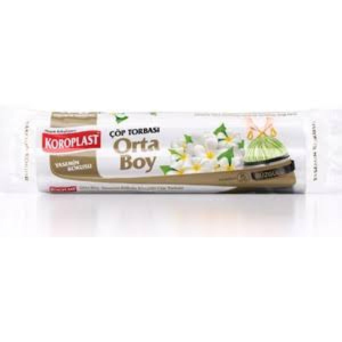 Koroplast Yasemin Kokulu Orta Boy Büzgülü Çöp Poşeti 15'li 55x60cm, Kolay Bağlanır Büzgülü Orta Çöp Torbası, Sızdırmaz Yırtılmaz, Dayanıklı Çöp Poşeti