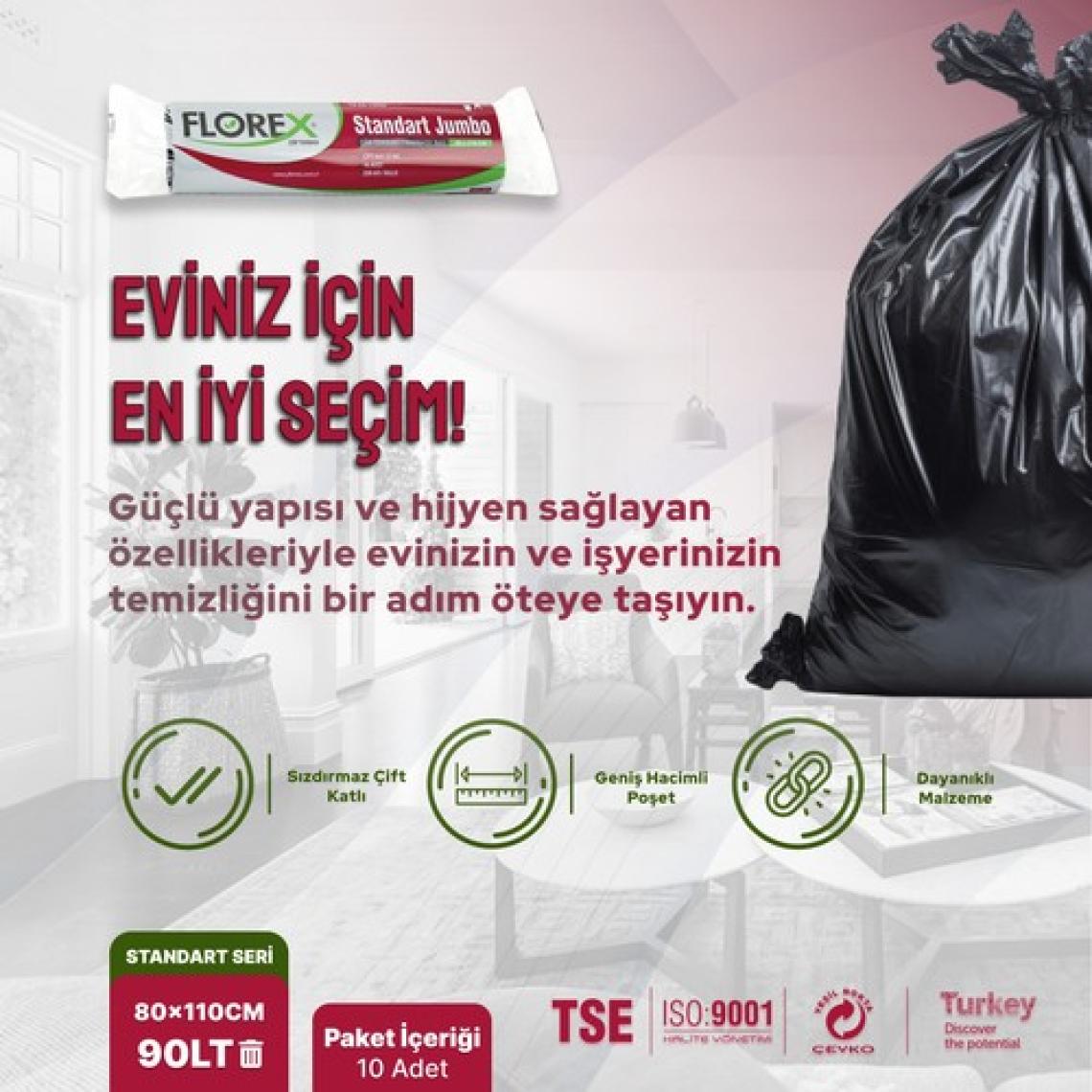 Florex Standart Jumbo Boy Siyah Çöp Poşeti x 5 Rulo