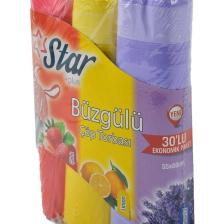 Büzgülü Çöp Torbası 55x60 Cm 3' Lü Eko Paket Lavanta-çilek-limon Kokulu Çöp Poşeti