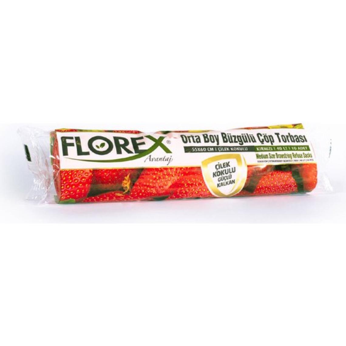 Florex Büzgülü Çilek Kokulu Orta Boy Çöp Poşeti x 5 Rulo