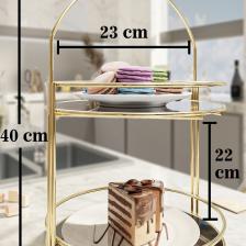 Bino Ikramlık 2 Katlı 40 cm Gold Lüks Kurabiyelik Tepsi Servis Sunum Organizeri Mutfak Düzenleyici
