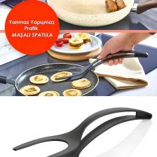 1 Adet Pratik Yanmaz Yapışmaz Teflon Maşalı Spatula- 220 Dereceye Dayanıklı Teflon Servis Set