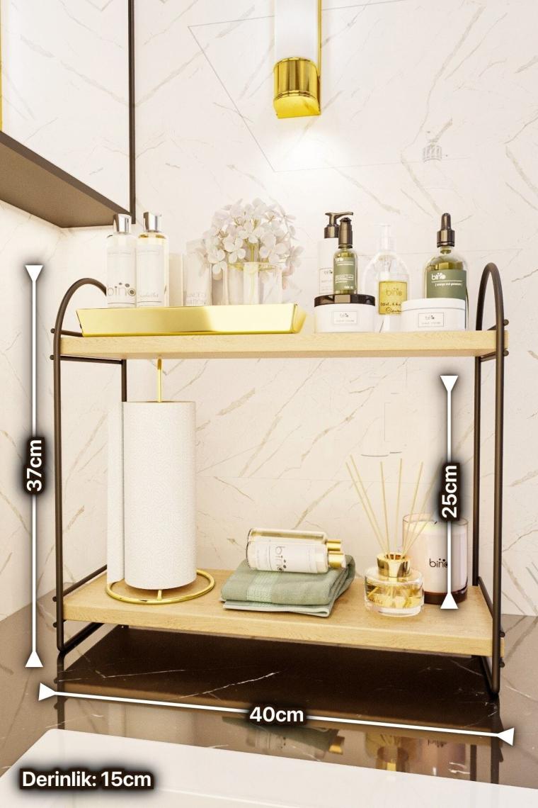 Mutfak Rafı Masaüstü Düzenleyici Organizer Mutfak Banyo Dolabı 2 Katlı Raf Oval Raf Kitaplık