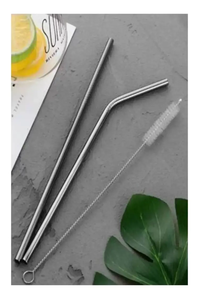 Sebat Home Balsa Group 2’li Paslanmaz Çelik Pipet + Temizleme Fırçası