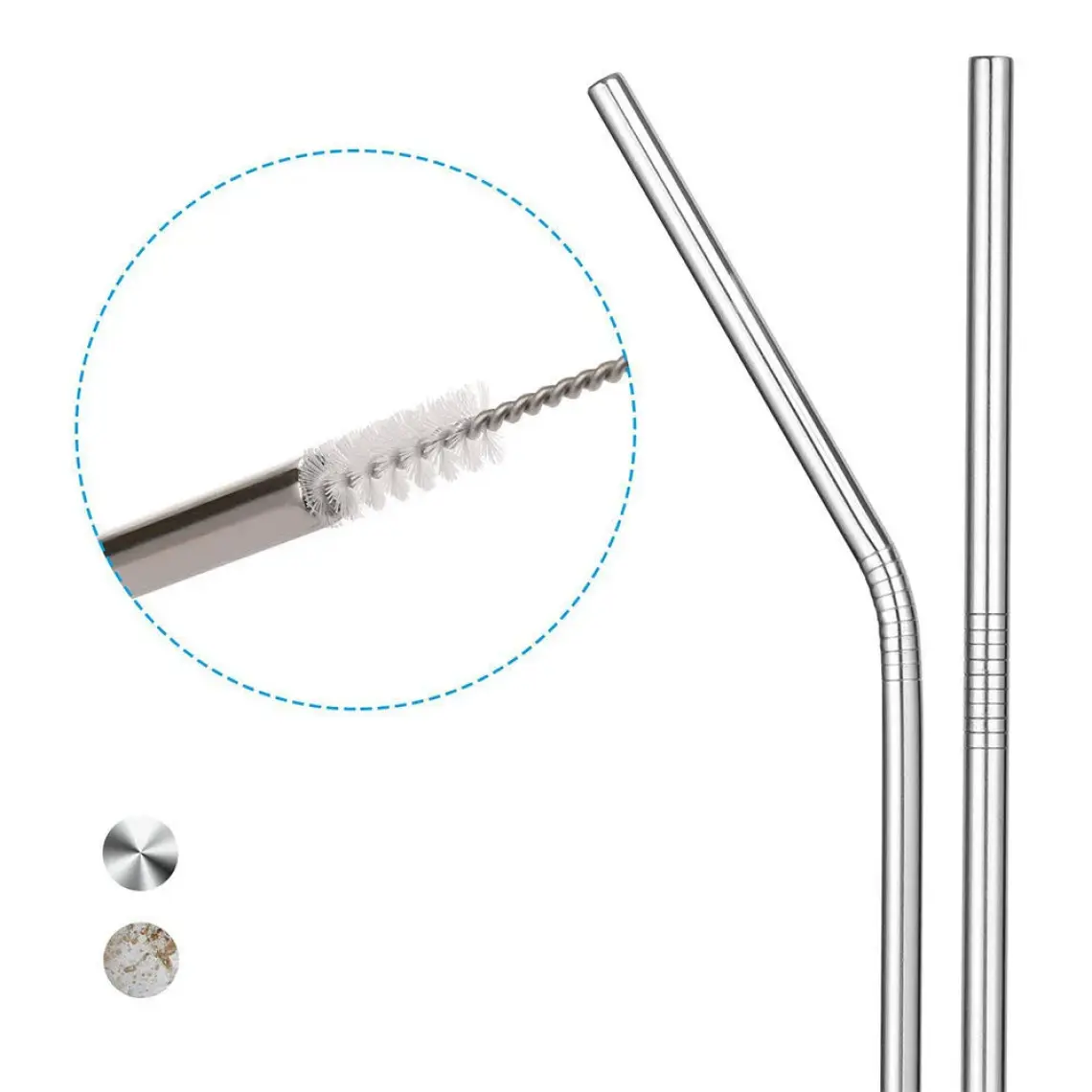 Sebat Home Balsa Group 2’li Paslanmaz Çelik Pipet + Temizleme Fırçası