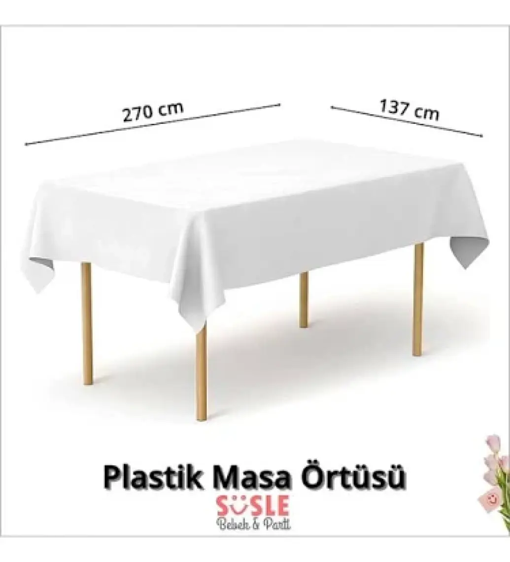 Kikajoy Beyaz Plastik Masa Örtüsü 137 x 270 cm