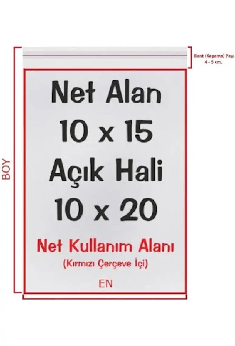 Carpcorn 10X15+5 Cm. (10*20) 50 Adet - Şeffaf Bantlı Yapışkanlı Jelatin Poşet