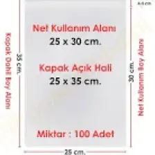 Carpcorn 25x30+5 cm. (25*35) 100 Adet - Şeffaf Bantlı Yapışkanlı Jelatin Poşet