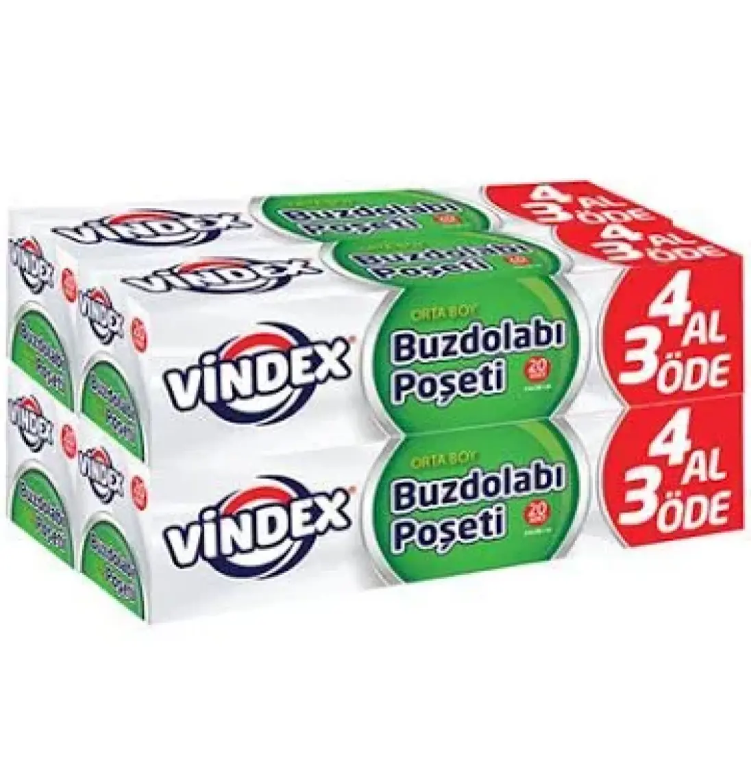 Vindex Buzdolabı Poşeti 4 Al 3 Öde Orta Boy