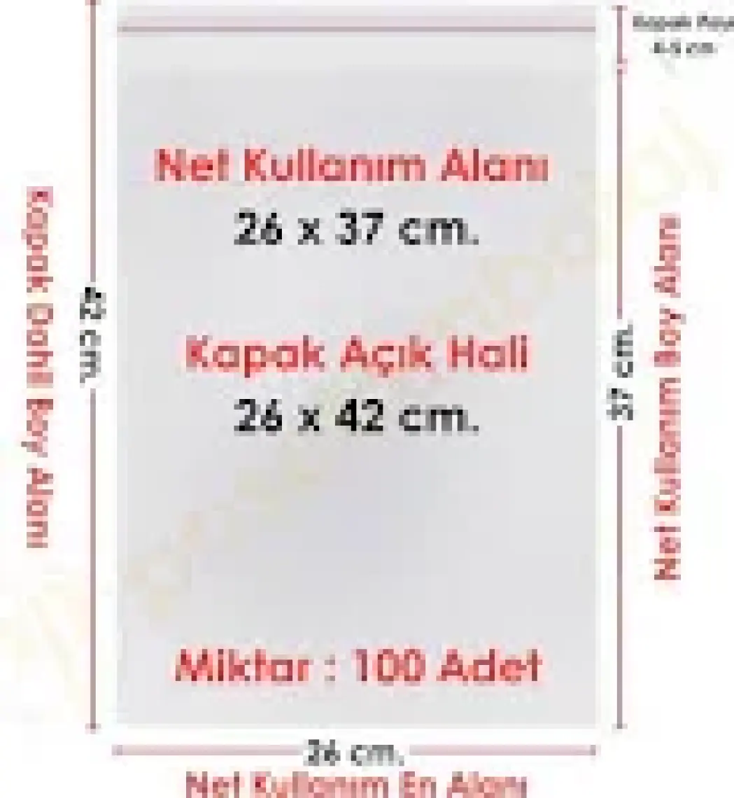 Carpcorn 26 cm x 42 cm Şeffaf Bantlı Jelatin - Yapışkanlı Poşet - 100'lü