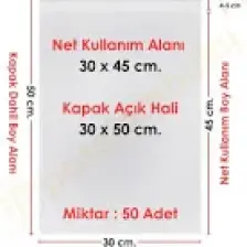 Carpcorn 30 cm x 50 cm Şeffaf Bantlı Jelatin - Yapışkanlı Poşet - 50'li