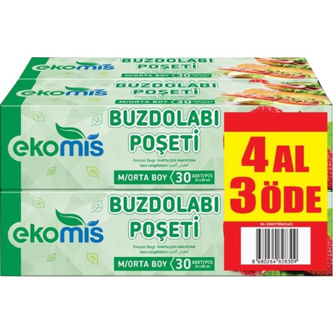 Ekomis Buzdolabı Poşeti 4 Al 3 Öde Orta Boy 24 x 38 cm