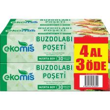 Ekomis Buzdolabı Poşeti 4 Al 3 Öde Orta Boy 24 x 38 cm
