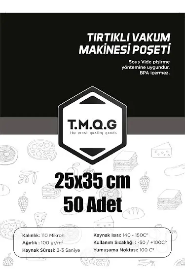 T.M.Q.G 50 Adet Tırtıklı Vakum Makinesi Poşeti