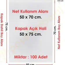 Carpcorn 50X70+5 Cm. (50*75) 100 Adet - Şeffaf Bantlı Yapışkanlı Opp Jelatin Poşet