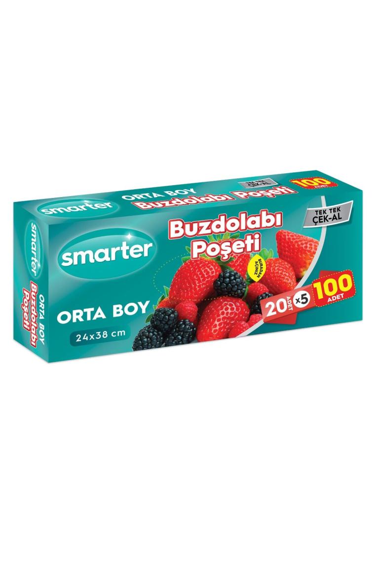 100 Adet Buzdolabı Poşeti Orta Boy ( 20 Adet X 5 )