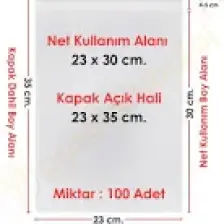 Carpcorn 23 x 30 + 5 Cm. Şeffaf Bantlı Jelatin - Yapışkanlı Poşet 100 Lü