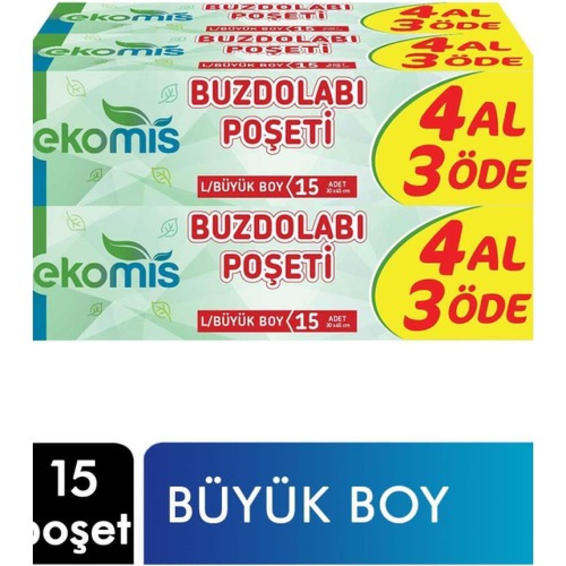 Ekomis Buzdolabı Poşeti 4 Al 3 Öde Büyük Boy 30 x 45 cm