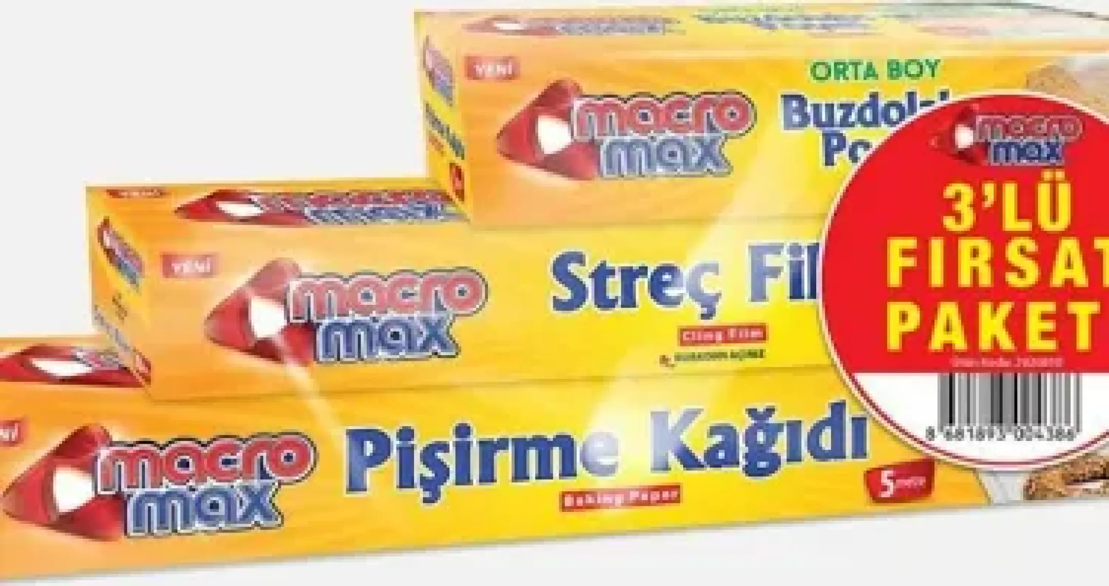 Macromax 3'lü Fırsat Paketi (Buzdolabı Poşeti + Streç Film 10m + Pişirme Kağıdı 5m)
