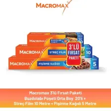 Macromax 3'lü Fırsat Paketi (Buzdolabı Poşeti + Streç Film 10m + Pişirme Kağıdı 5m)