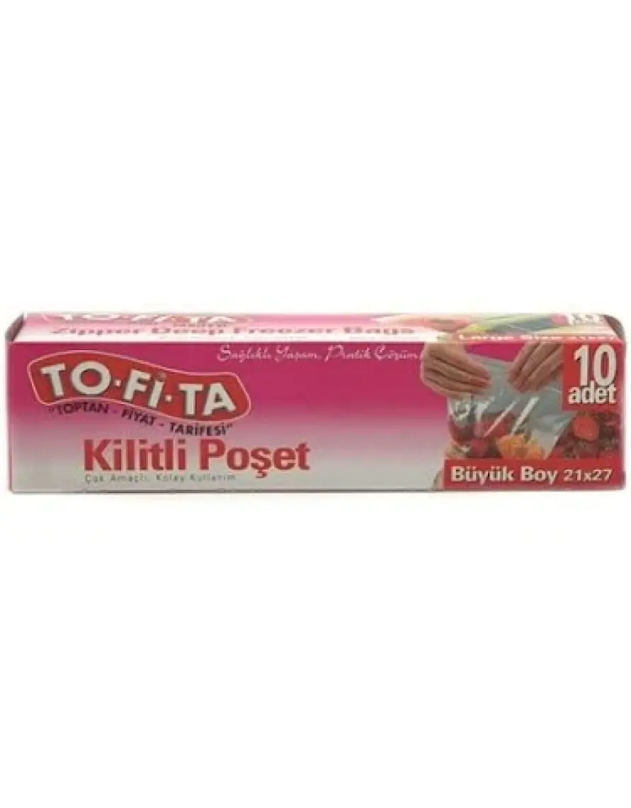 To-Fi-Ta Büyük Boy Kilitli Poşet 10'lu 21X27 cm