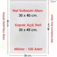 Carpcorn 30 cm x 45 cm Şeffaf Bantlı Jelatin - Yapışkanlı Poşet - 100'lü