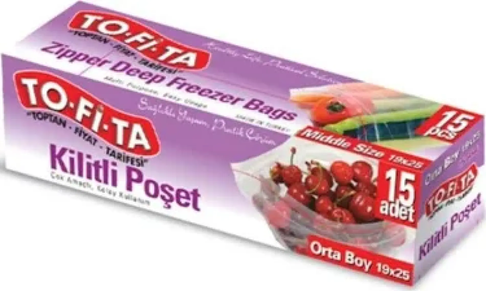 To-Fi-Ta Orta Boy Kilitli Poşet 15'li 19X25 cm