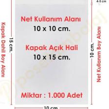 Carpcorn 10X10+5 Cm. (10*15) 1.000 Adet Şeffaf Bantlı Yapışkanlı Jelatin Poşet