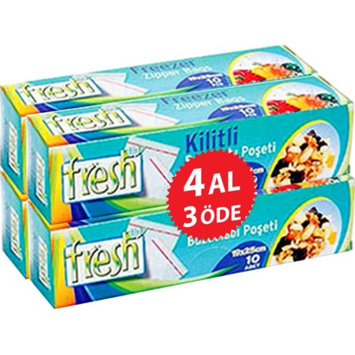Fresh-Up Orta Boy Kilitli Buzdolabı Poşeti 19x25cm 10'lu x 4 Paket (40 Adet)