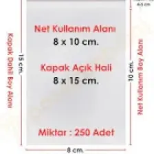 Carpcorn 8X10+5 cm (8*15) 250 Adet Şeffaf Bantlı Yapışkanlı Jelatin Poşet