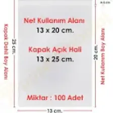 Carpcorn 13 x 20+5 cm 13 x 25 100'LÜ Şeffaf Bantlı Yapışkanlı Opp Jelatin Poşet