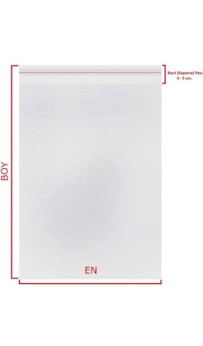 Carpcorn 12X20+5 Cm. (12*25) 100 Adet - Şeffaf Bantlı Yapışkanlı Opp Jelatin Poşet