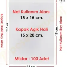 Carpcorn 15X15+5 cm (15*20) 100 Adet - Şeffaf Bantlı Yapışkanlı Opp Jelatin Poşet