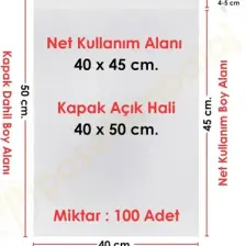 Carpcorn 40x45+5 cm.(40x50) 100 Adet Şeffaf Bantlı Yapışkanlı Jelatin Poşet