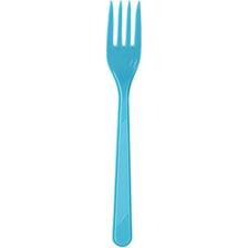 DropFokul Plastik Çatal Mavi Çatal 25 Adet Kullan At Çatal