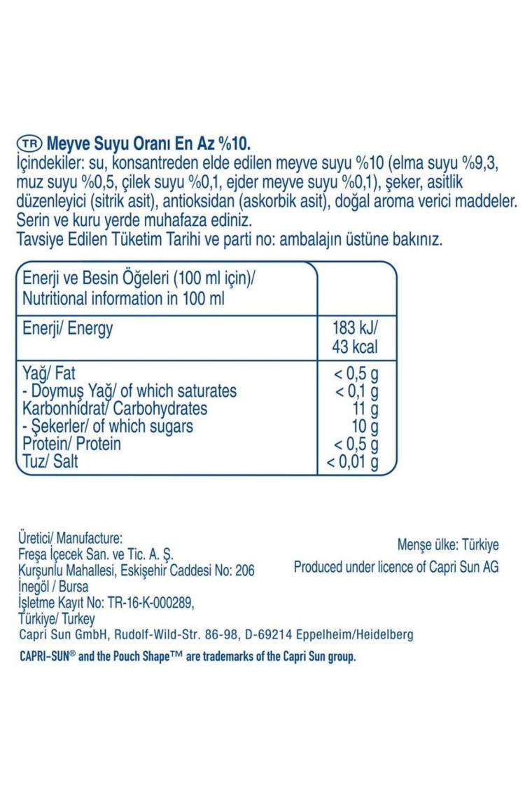 Capri-Sun Meyve Suyu 200 ml x 20 Adet Dragon