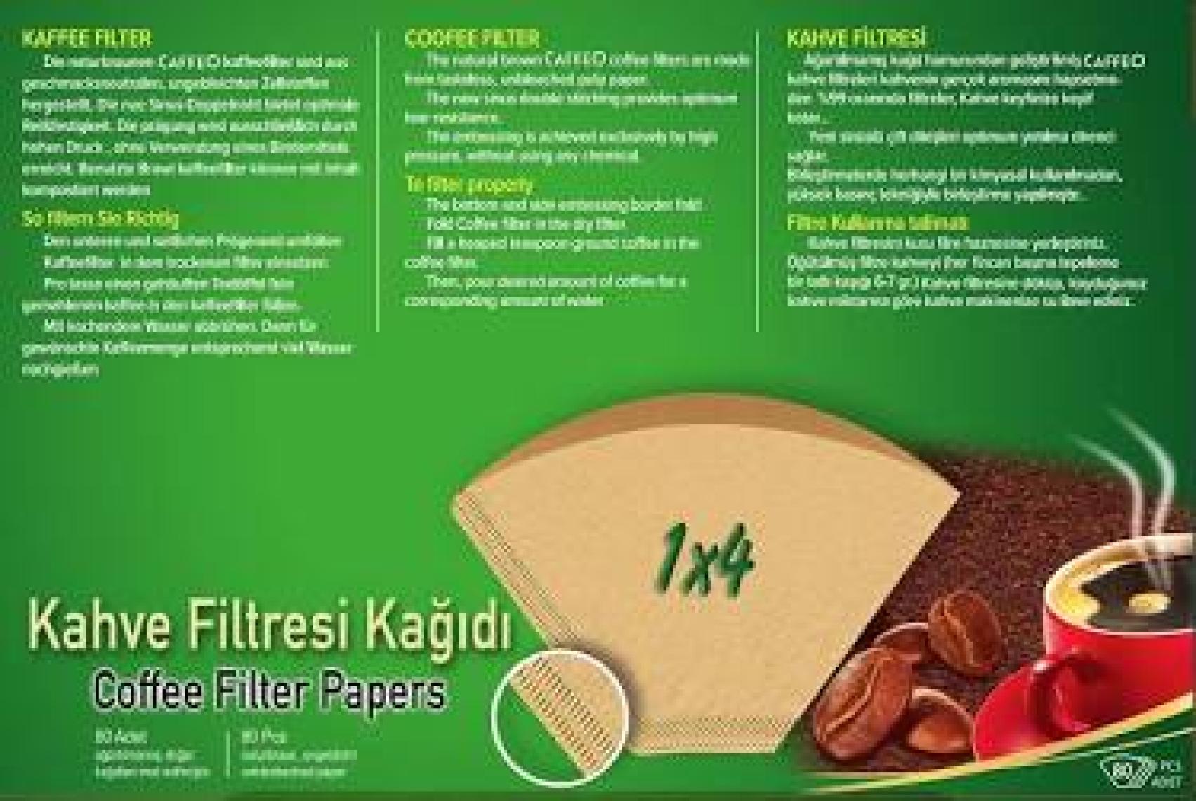 Caffeo 1 x 4 Caffeo Kahve Filtre Kağıdı 80'li