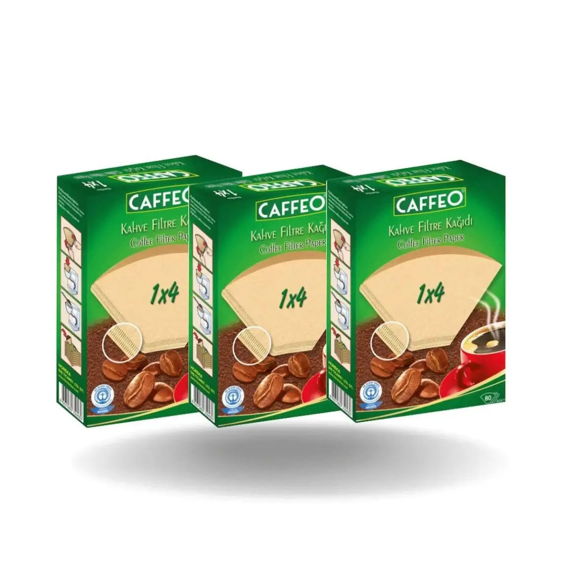 Caffeo Kahve Filtre Kağıdı 1x4 3 x 80'li