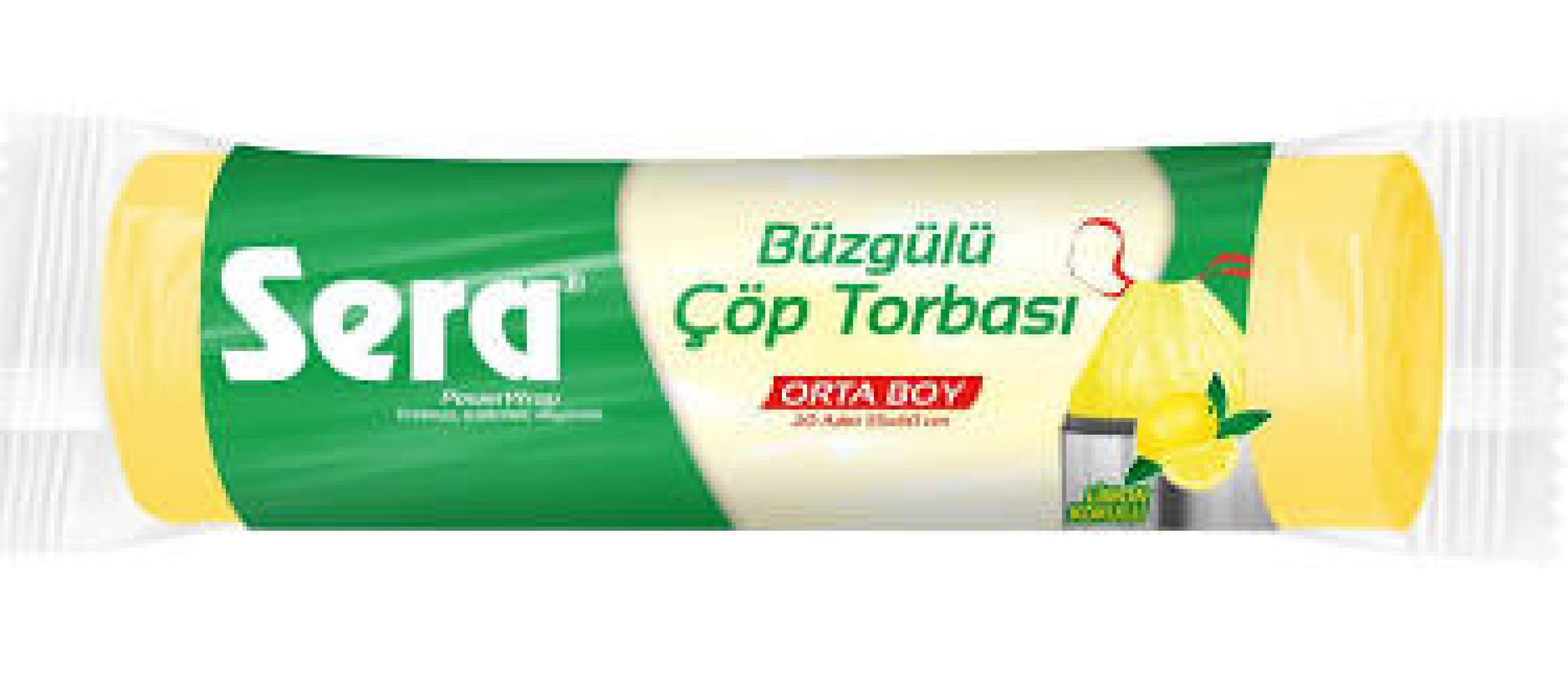 Sera Çöp Torbası Büzgülü Orta Boy Limon Kokulu 20 Adet