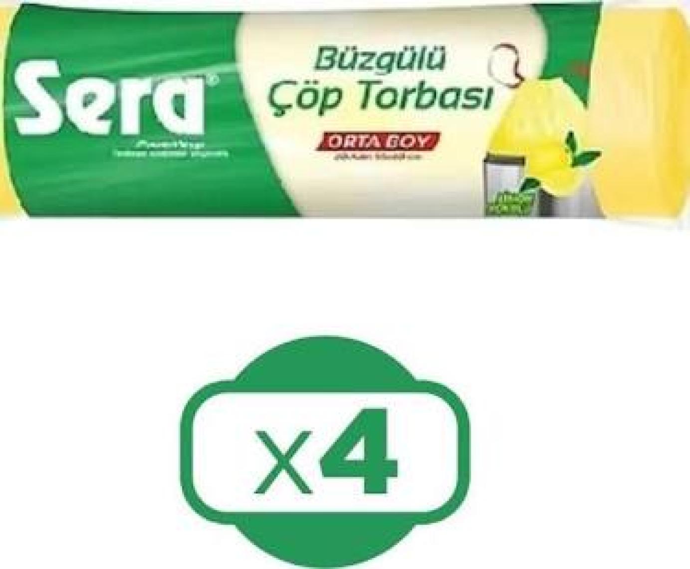 Sera Çöp Torbası Büzgülü Orta Boy Limon Kokulu 20 Adet