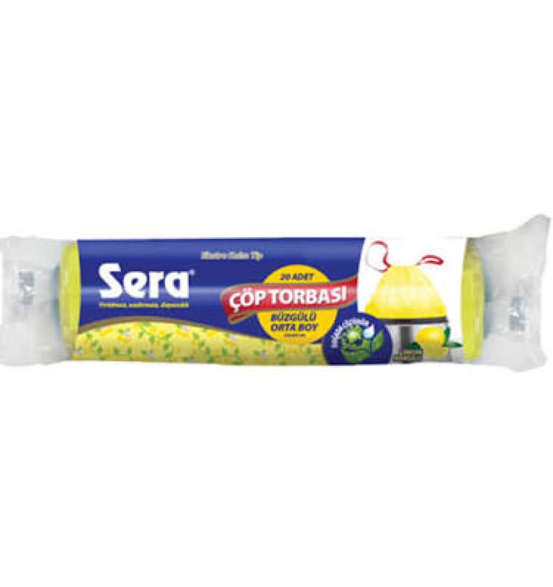 Sera Çöp Torbası Büzgülü Orta Boy Limon Kokulu 20 Adet