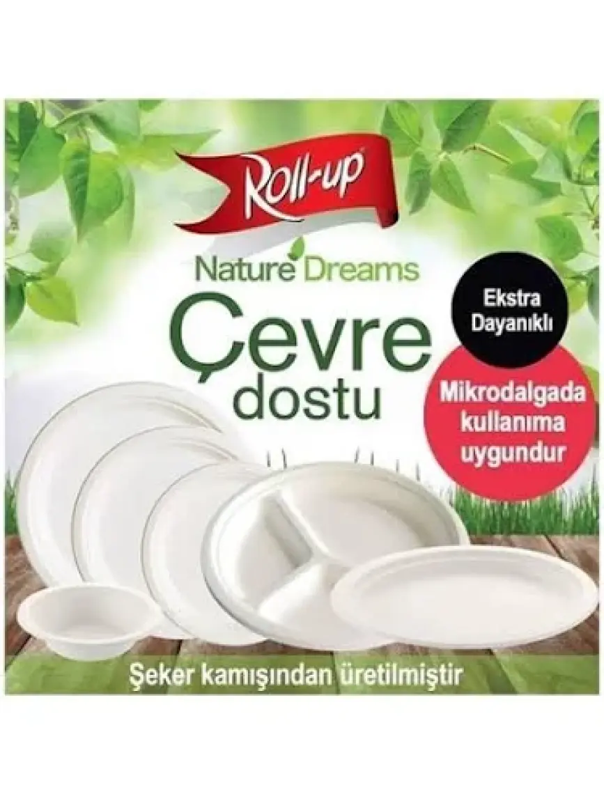 Roll-Up Ekolojik Karton Tabak Baskısız 18 cm 50' li