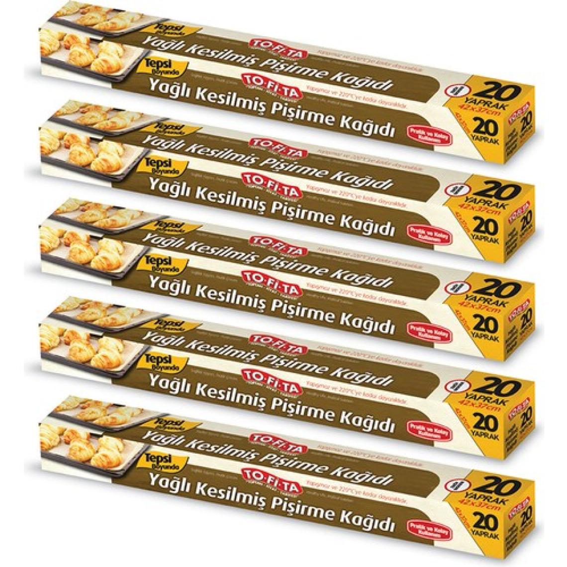 To-Fi-Ta Hazır Kesilmiş Yağlı Pişirme Kağıdı 20 Yaprak 5'li Kutu Set