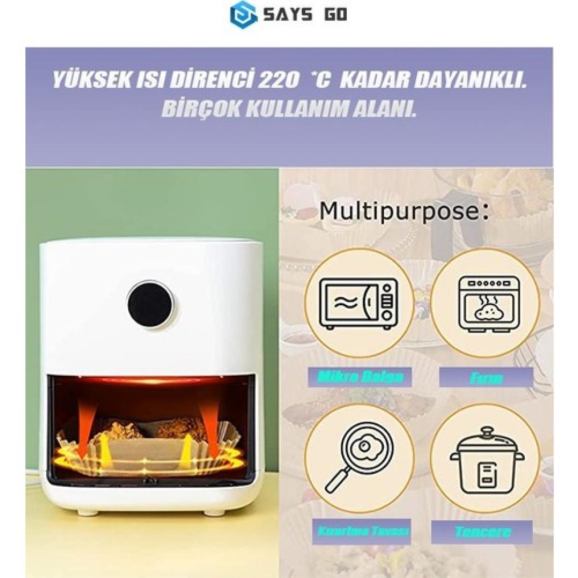 Says GO Fritöz Pişirme Kağıdı Airfryer Sıcak Hava Fritözü Philips Xiaomi Uyumlu Gıda Sınıfı Pişirme Kağıdı 50’li