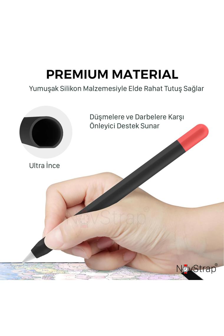 Novstrap Apple Pencil Pro (2024) ile Uyumlu Silikon Kılıf Pencil Pro Silikon Kaydırmaz Koruma Kılıfı