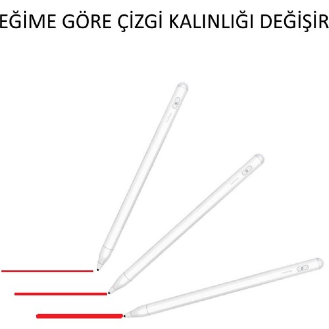 Fuchsia Apple iPad 10.2 2021 (9.nesil) Uyumlu Eğime Göre Çizgi Kalınlığı Değişen Şarjlı Dokunmatik Ekran Kalemi Stylus Pen